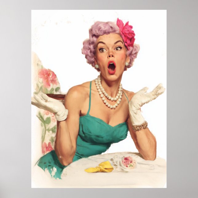 Póster Señora Sorprendente con Glamour Retro (Frente)