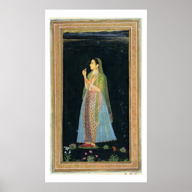 Póster Señora sosteniendo una flor, del Pequeño Álbum de  (Frente)