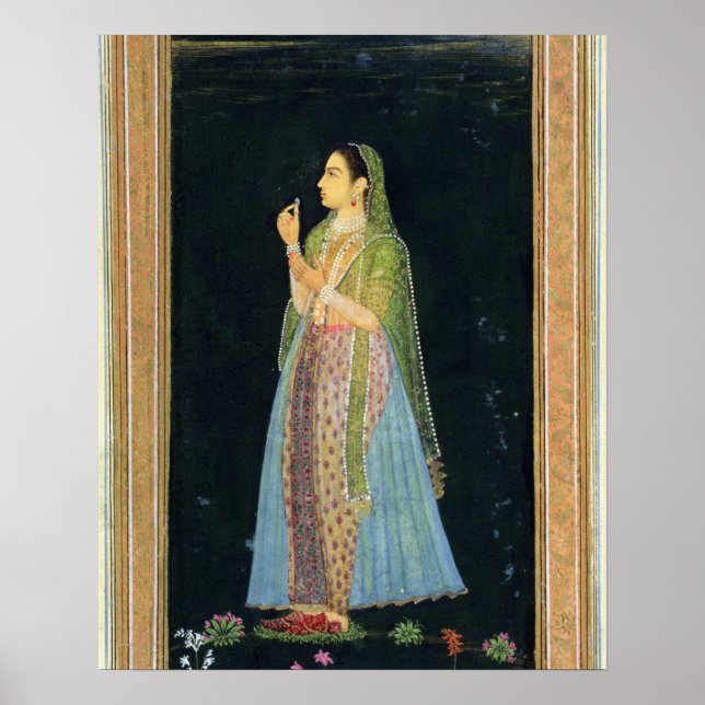 Póster Señora sosteniendo una flor, del Pequeño Álbum de  (Frente)