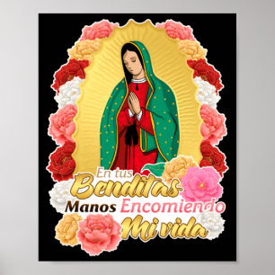 Póster Señora Virgen De Guadalupe Santa Virgen María Rosa