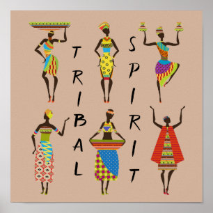 Póster Señoras africanas del lema tribal del alcohol