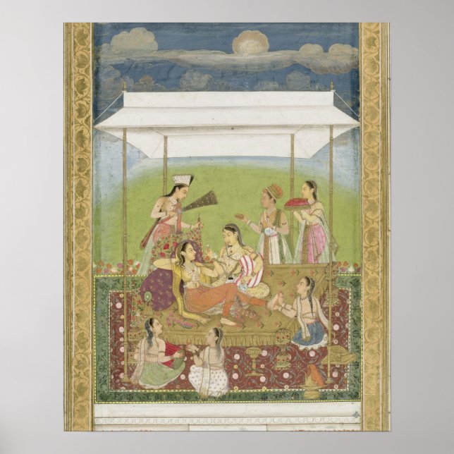 Póster Señoras escuchando música en un jardín, del Sm (Frente)