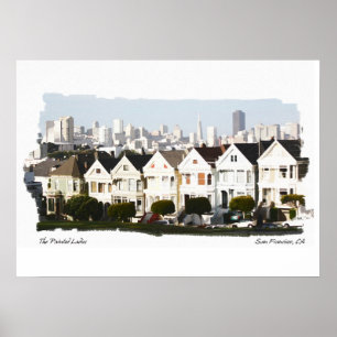 Póster Señoras pintadas de la acuarela de San Francisco