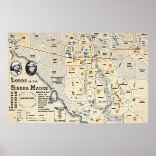 Póster Señores del poster del mapa de Sierra Madre