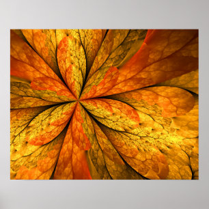 Póster Sensación de otoño, flor fractal abstracta moderna