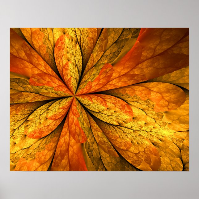 Póster Sensación de otoño, flor fractal abstracta moderna (Frente)