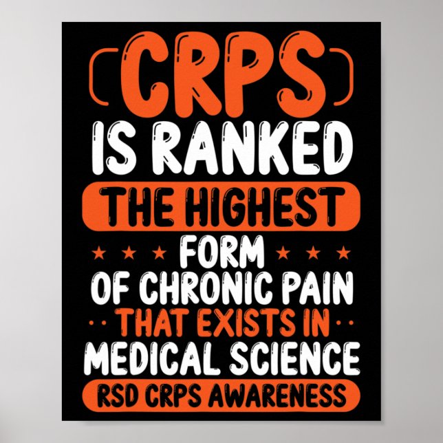 Póster Sensibilización Crps Dolor Crónico Naranja Cinta R (Frente)