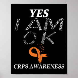 Póster Sensibilización Crps Dolor Crónico Naranja Cinta R