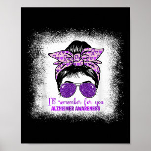 Póster Sensibilización de Heimers Messy Bun Purple Dement