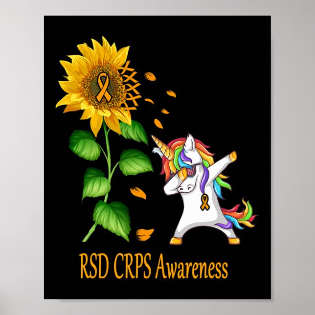 Póster Sensibilización de RSD de Unicorn Sunflower CRPS (Frente)