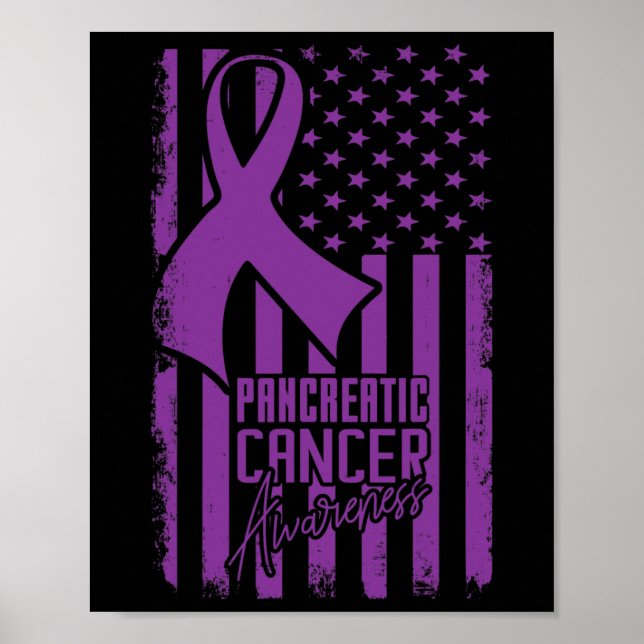 Póster Sensibilización pancreática sobre el cáncer Púrpur (Frente)