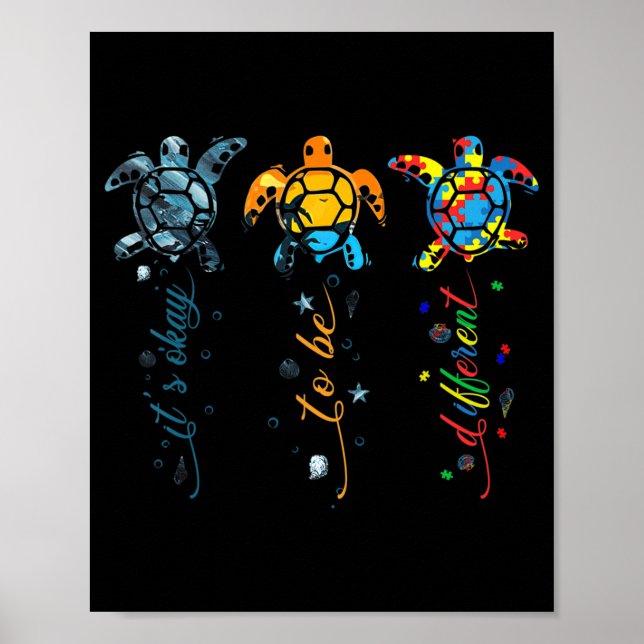 Póster Sensibilización sobre autismo animal de tortuga du (Frente)