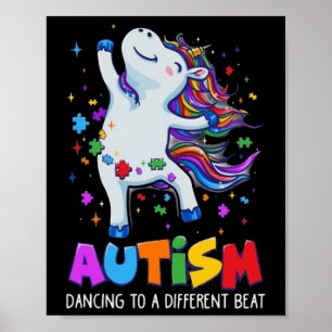 Póster Sensibilización sobre autismo Dabbing Unicorn Piez