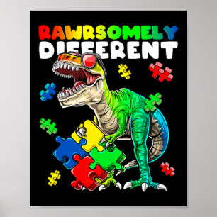 Póster Sensibilización sobre autismo de dinosaurio increí