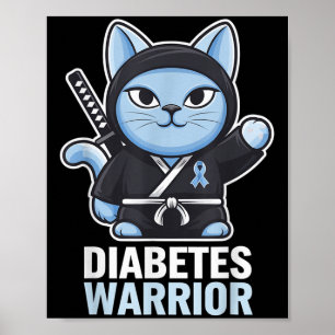 Póster Sensibilización sobre la diabetes Cinta azul Ninja