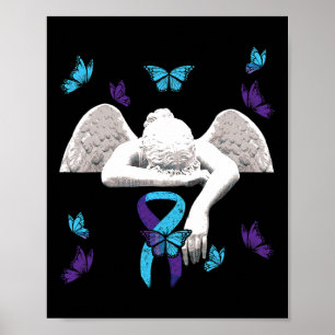 Póster Sensibilización suicida Angel Ribbon Butterflies
