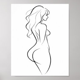 Póster Sensual Woman Body Line Art Minimalist Sketch