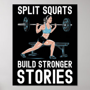 Póster Sentadilla búlgara ejercicio culturismo fitness tr