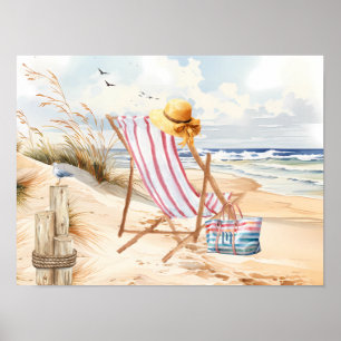 Póster Sentado a orillas del Monograma de Sea Beach