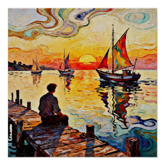 Póster Sentado en el muelle (Anverso)