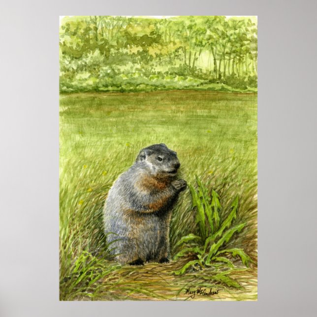 Póster Sentado en la hierba comiendo (Frente)
