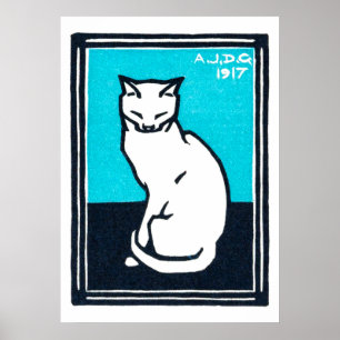 Póster Sentando gato blanco, Julie de Graag