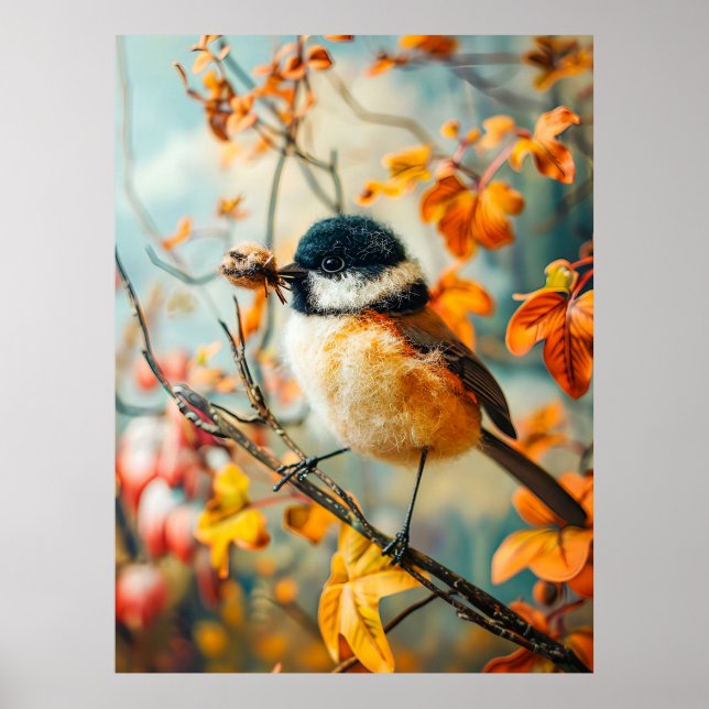 Póster Sentí un gran tintero con las orugas en el otoño d (Frente)