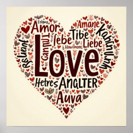 Póster Sentido Amor Word Cloud - Romántico