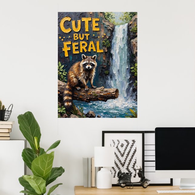 Póster Sentinel forestal: Raccoon cerca del arroyo (Oficina en casa)