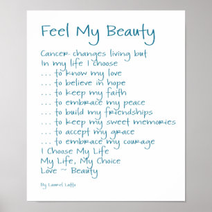 Póster Sentir mi belleza Cáncer texto poema