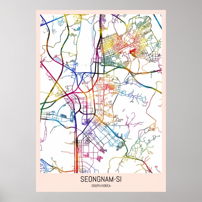 Póster  Seongnam-si South Korea City Map (Frente)