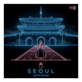 Póster Seoul Hanbok- Gyeongbokgung Palace-South Korea