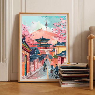 Póster Seoul Print Seoul Illustration Travel Poster South