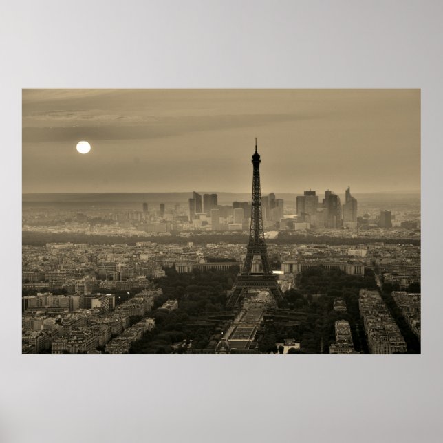 Póster Sepia Brown Eiffel Tower Paris Europe Travel (Frente)