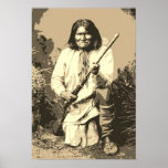 Póster Sepia Chief Geronimo Pop Art<br><div class="desc">Posters de arte de estilo de arte pop - Diseño de arte digital con efecto de tinta Gerónimo legendario</div>