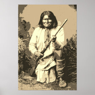 Póster Sepia Chief Geronimo Pop Art