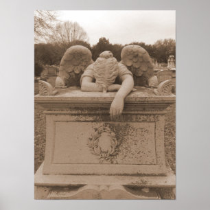 Póster Sepia del poster del ángel que llora