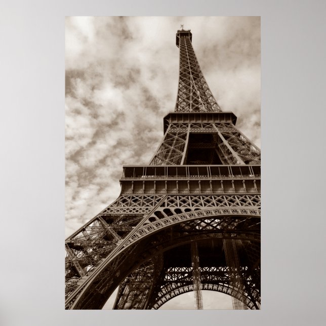 Póster Sepia Eiffel Torre Paris Romance City (Frente)