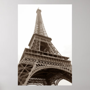 Póster Sepia Eiffel Torre Paris Romance City