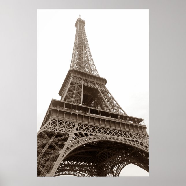 Póster Sepia Eiffel Torre Paris Romance City (Frente)