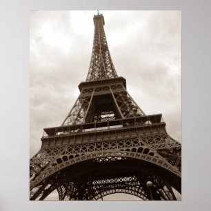 Póster Sepia Eiffel Tower Paris