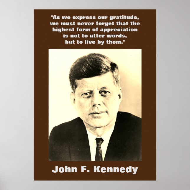 Póster Sepia JFK John F. Kennedy Cita Motivacional (Frente)
