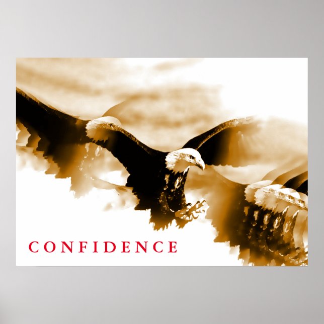 Póster Sepia Landing Eagle Confianza Motivacional (Frente)