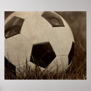 Póster Sepia Toned Soccer Ball