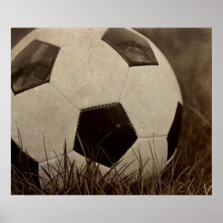 Póster Sepia Toned Soccer Ball