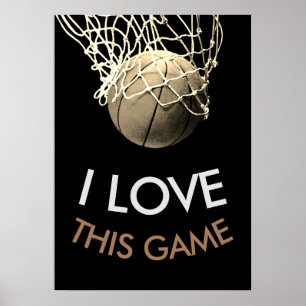 Póster Sepia Tones Retro de Baloncesto