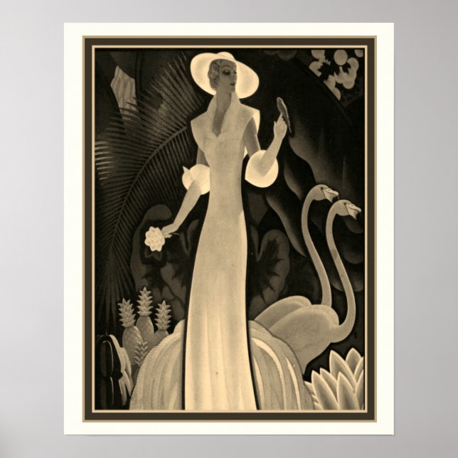 Póster Sepia Tropical Art Deco Print-William P. Welsh (Frente)