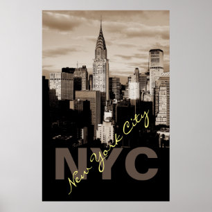 Póster Sepia única Nueva York