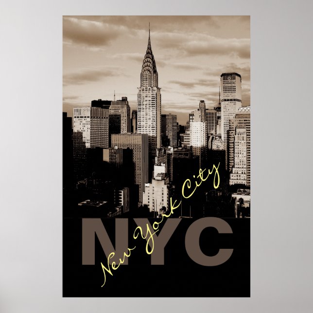 Póster Sepia única Nueva York (Frente)