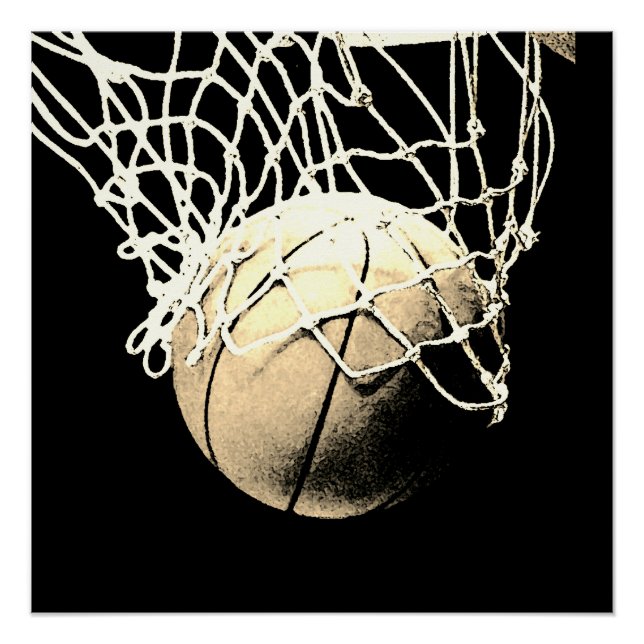 Póster Sepia Vintage Look Basketball Perfect Art (Anverso)